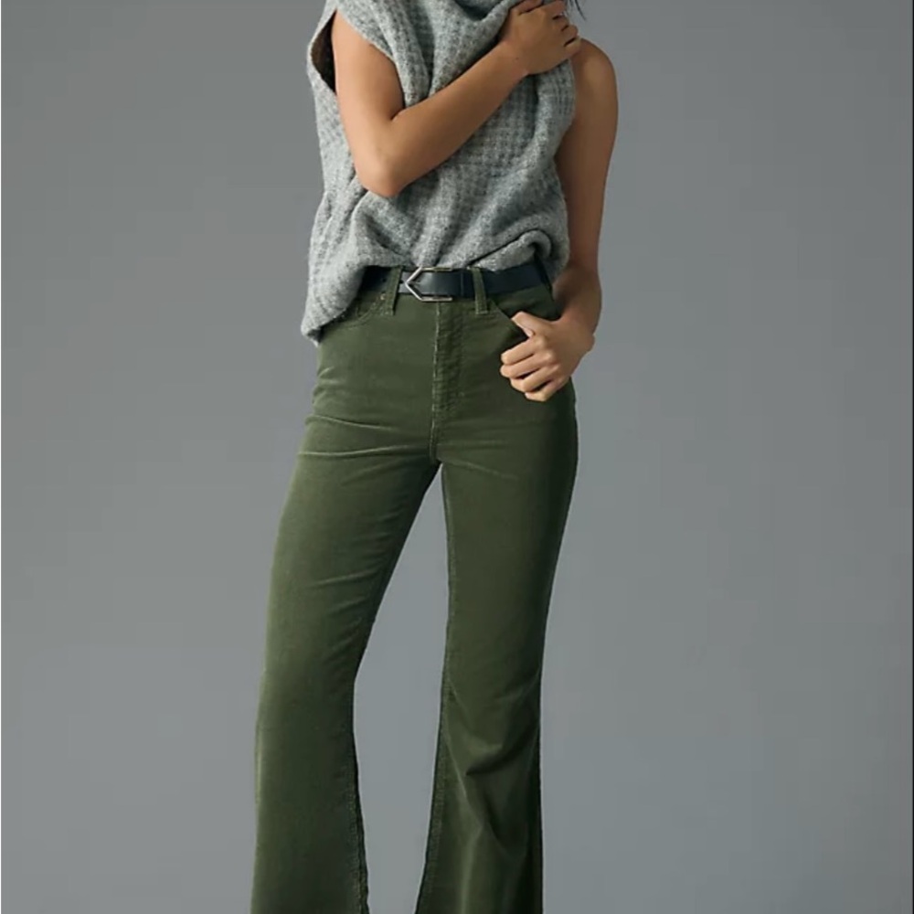 Lee High Rise Flare Cordoroy Pants Olive Green Size 26